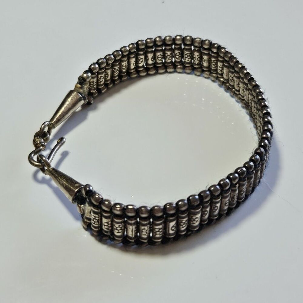 Sterling Silver Handwoven Bracelet 6.5" - Picture 13 of 15